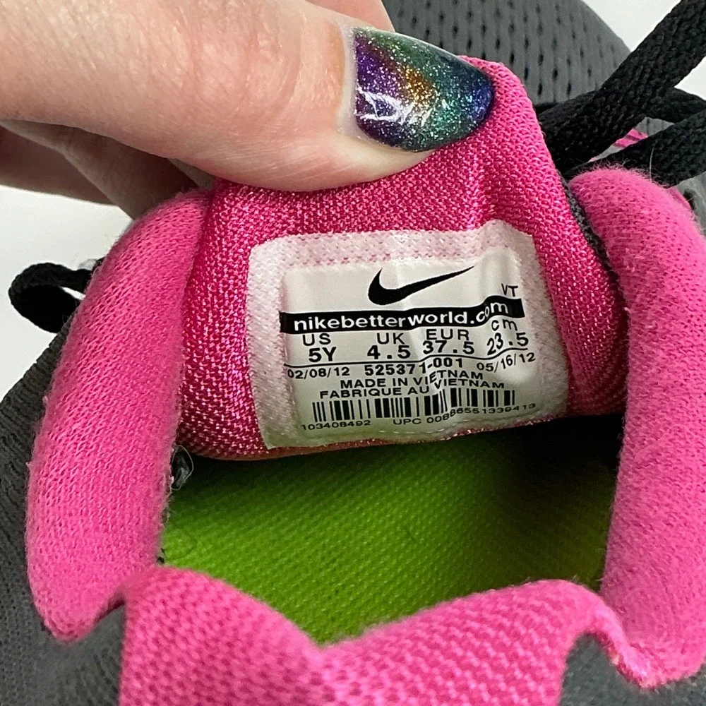 Nike Grey Pink LunarGlide 4 Running Shoes Girls 5Y 525371-001 Lunarlon Neon